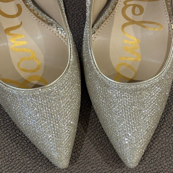 Sam Edelman Hazel pointed toe pump gold mesh Heel - Picture 9 of 14